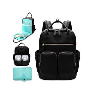 Mominside Leather Backpack Diaper Bag w/18 Pockets